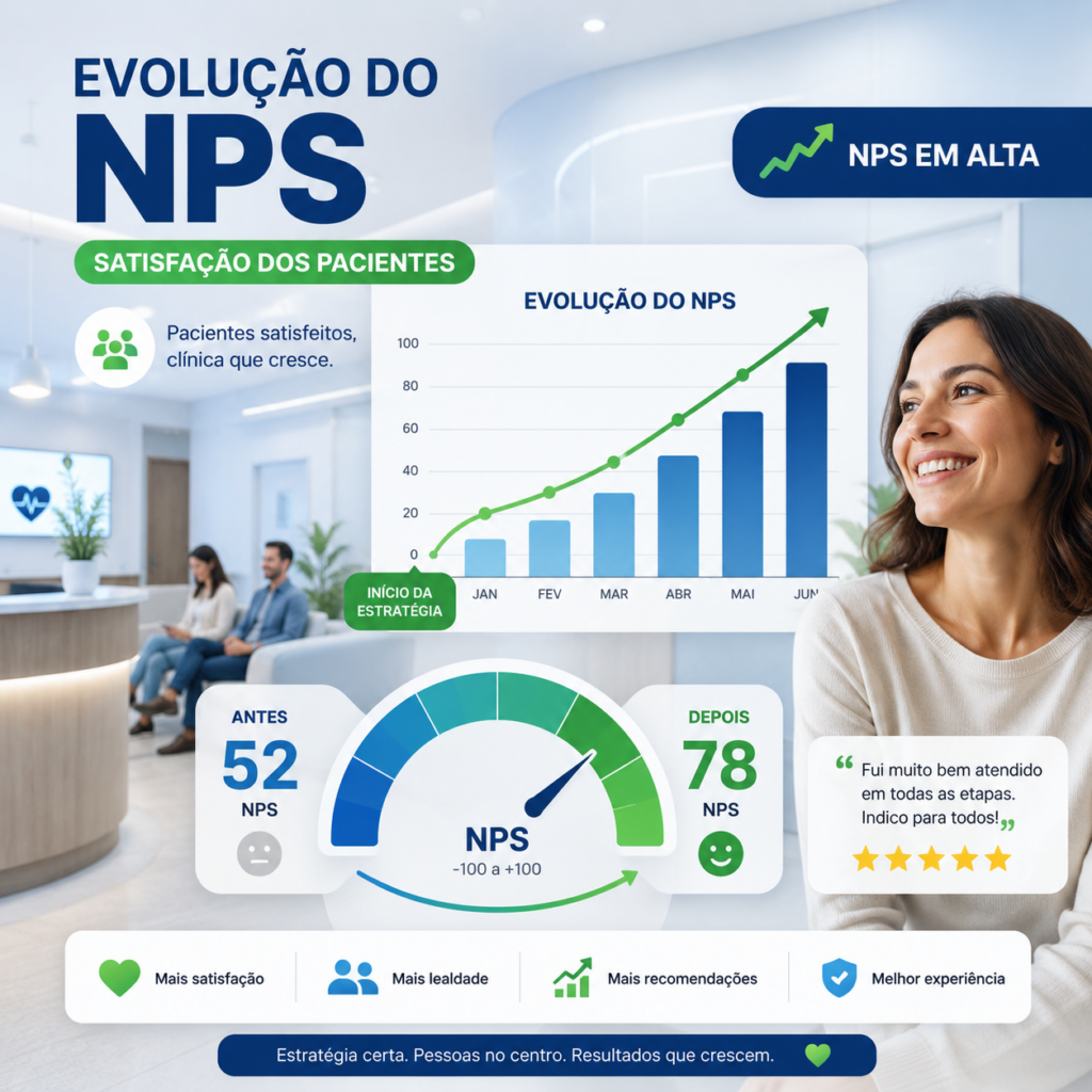 por que usar NPS para clínicas gráfico de satisfação de pacientes